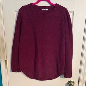 Pink Clover Berry Textured Crewneck Sweater